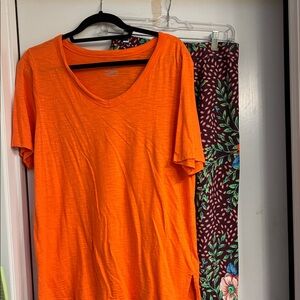 Chico's Vibrant Orange Top and Full Leg Pants